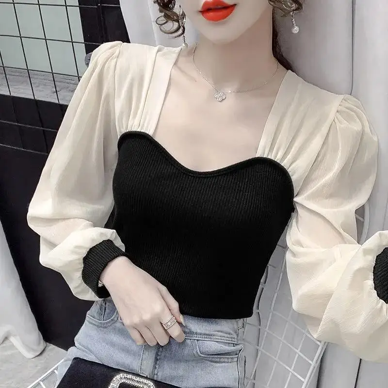 Spring And Autumn 2021 New Ladies Sexy Square Neck Stitching Knit Sweater Women Design Sense Slim Chic Long-sleeved Top Size XL
Spring And Autumn 2021 New Ladies Sexy Square Neck Stitching Knit Sweater Women Design Sense Slim Chic Long-sleeved Top Size XL