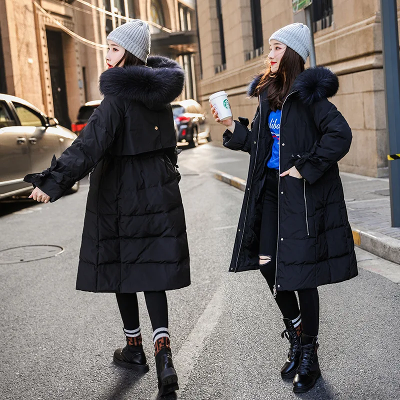 Зимние куртки-пуховики для девочек длинные наколенники коллекция 2019 года
