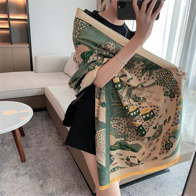 Versatile Decoration Scarf for Women Four Seasons Shawl Chinese Style Cloak Women's Scarf Winter Winter Scarves Woman Luxury New
Versatile Decoration Scarf for Women Four Seasons Shawl Chinese Style Cloak Women's Scarf Winter Winter Scarves Woman Luxury New