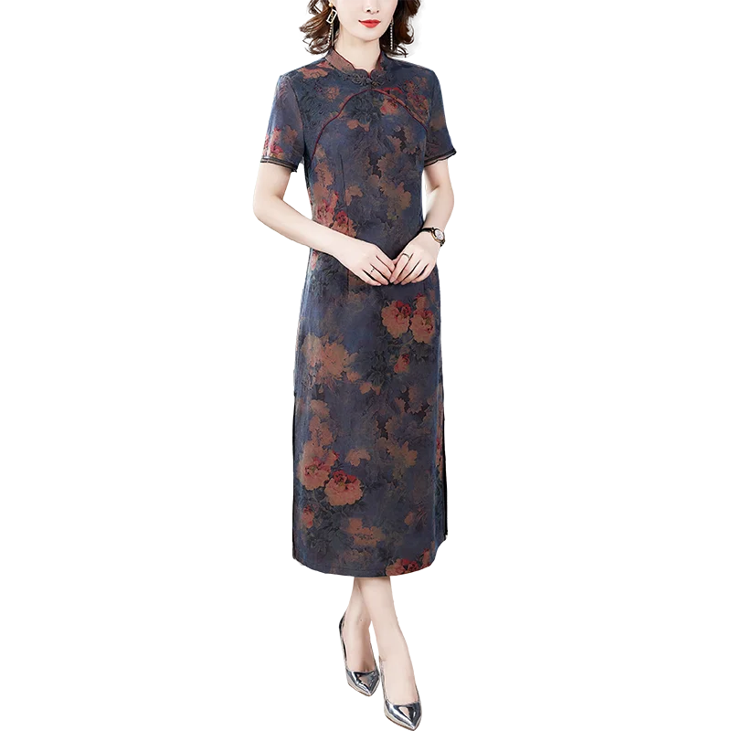 summer new Chinese style dress for women long short sleeve dress ladies improved cheongsam dress imitation silk spring Stylish
summer new Chinese style dress for women long short sleeve dress ladies improved cheongsam dress imitation silk spring Stylish
