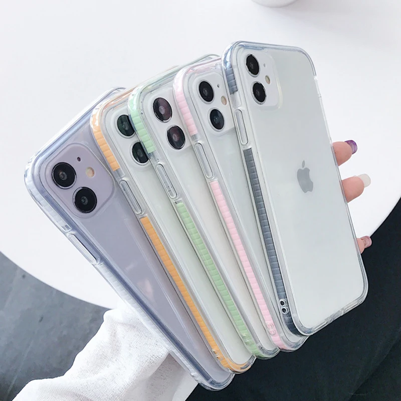 Transparent Double Color Frame Case on For iPhone 12 Pro Max mini 11 X XR X XS Max 7 8 Plus Soft Silicone Phone Case Clear Cover
Transparent Double Color Frame Case on For iPhone 12 Pro Max mini 11 X XR X XS Max 7 8 Plus Soft Silicone Phone Case Clear Cover