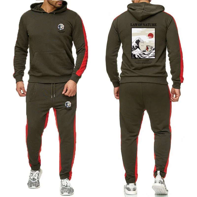 Men's leisure fashion fleece suit men printed stitching European and American wind hoodies Men's clothes two-piece
Men's leisure fashion fleece suit men printed stitching European and American wind hoodies Men's clothes two-piece