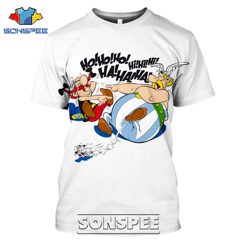 Мужские Винтажные футболки SONSPEE с аниме Asterix и Obelix летние повседневные мужские