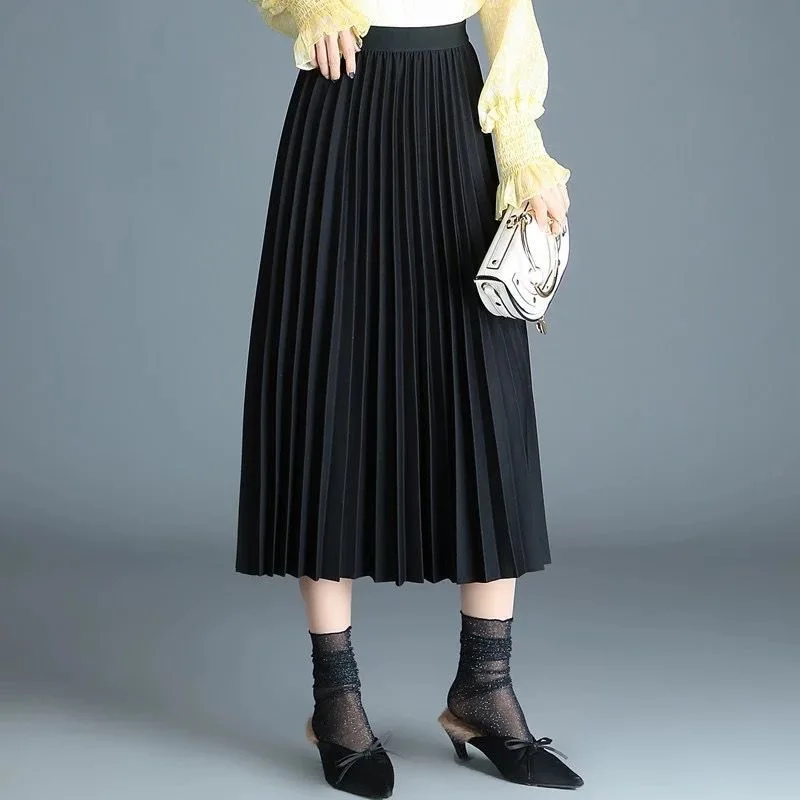 Summer Spring Skirts Pleated Harajuku Solid Women Mid-Calf Long Skirt Aesthetic Office Lady Outfit New A-Line Streetwear Female 
Summer Spring Skirts Pleated Harajuku Solid Women Mid-Calf Long Skirt Aesthetic Office Lady Outfit New A-Line Streetwear Female
