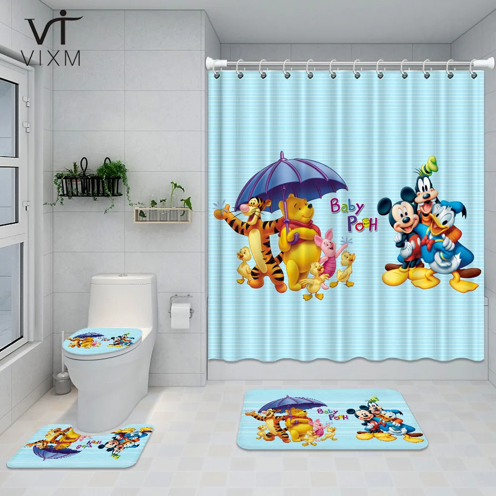 Vixm 4pcs/set Custom Lovely Pink Mickey & Minnie Shower Curtain Toilet Rug Lid & Cover Mat Bath Mat Set For Children Decor
Vixm 4pcs/set Custom Lovely Pink Mickey & Minnie Shower Curtain Toilet Rug Lid & Cover Mat Bath Mat Set For Children Decor