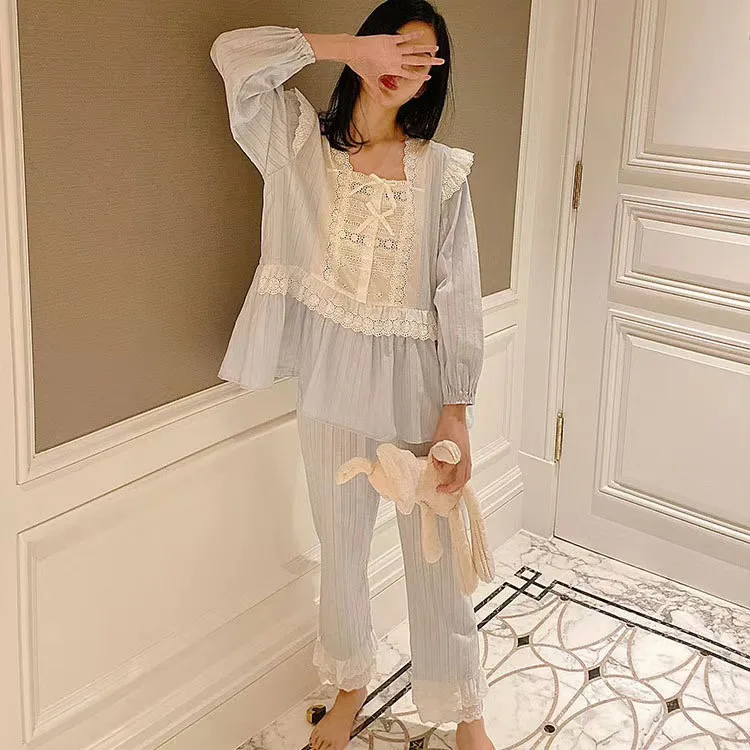 Cute Lolita Loose Sweet Pajama Sets For Women Spring And Autumn Princess Style Home Suit Korean Girl Pure Cotton Nightwear
Cute Lolita Loose Sweet Pajama Sets For Women Spring And Autumn Princess Style Home Suit Korean Girl Pure Cotton Nightwear
