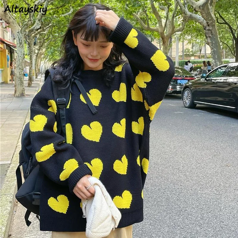 Loose Pullovers Women Love Sweet Chic Females Ulzzang New Streetwear Casual O-neck Knitting Sweaters All-match Simple Harajuku
Loose Pullovers Women Love Sweet Chic Females Ulzzang New Streetwear Casual O-neck Knitting Sweaters All-match Simple Harajuku