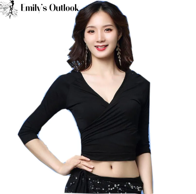 Sexy V Neck Belly Dance Tops For Women With Sleeves Wrap Choli Blouse Modal Crop Top Slim Fit Solid Black Plus Size
Sexy V Neck Belly Dance Tops For Women With Sleeves Wrap Choli Blouse Modal Crop Top Slim Fit Solid Black Plus Size