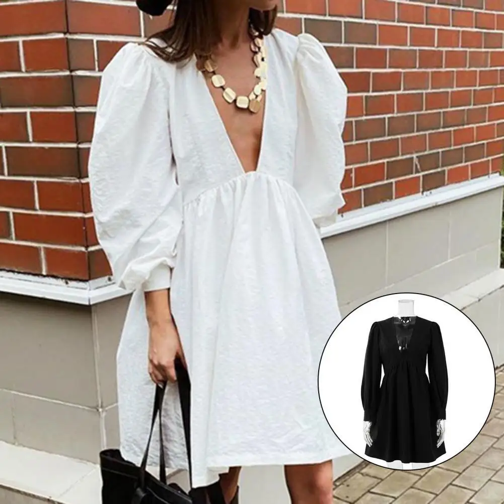 Summer Chic Women Dress Loose Pullover Flare Dress Long Sleeve Solid Color Dress Puff Sleeve A-line Dress for Party
Summer Chic Women Dress Loose Pullover Flare Dress Long Sleeve Solid Color Dress Puff Sleeve A-line Dress for Party