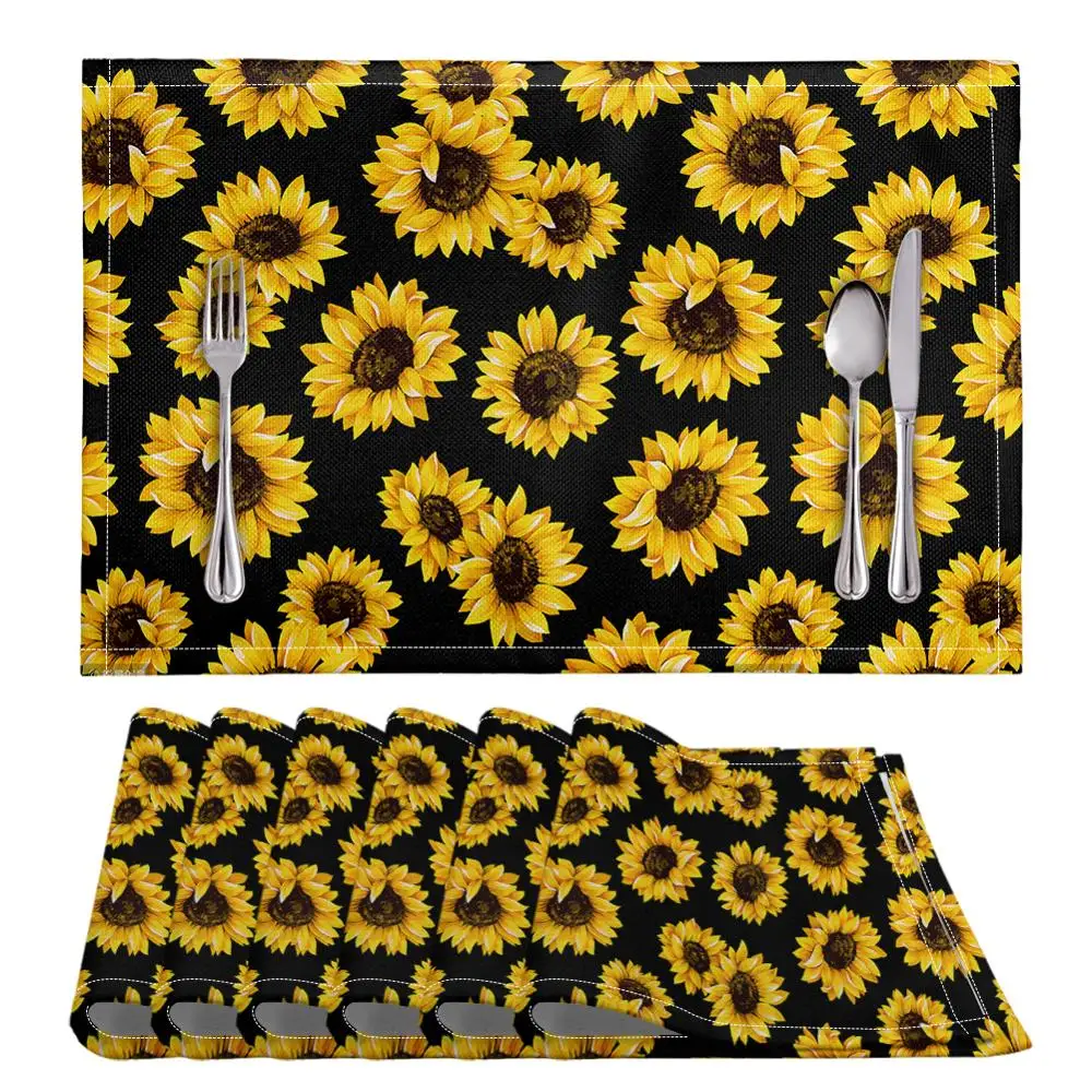 Floral Style Distinctive Placemat Table Sunflower Print Napkin Dining Table Mat Bowls Drink Coasters Kitchen Accessories 6Pcs
Floral Style Distinctive Placemat Table Sunflower Print Napkin Dining Table Mat Bowls Drink Coasters Kitchen Accessories 6Pcs