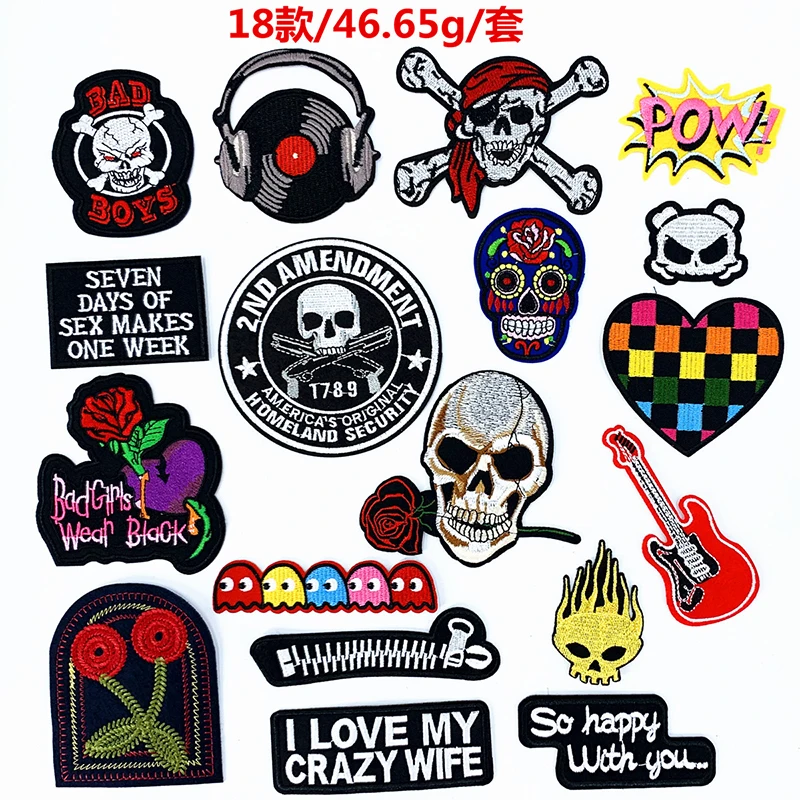18pcs Rose Guitar Pac-man Zipper Adhesive Patch Skull Bad Boys Embroidered Cloth Sticker Clothes Hat Jeans Ironing Sewing Decor
18pcs Rose Guitar Pac-man Zipper Adhesive Patch Skull Bad Boys Embroidered Cloth Sticker Clothes Hat Jeans Ironing Sewing Decor