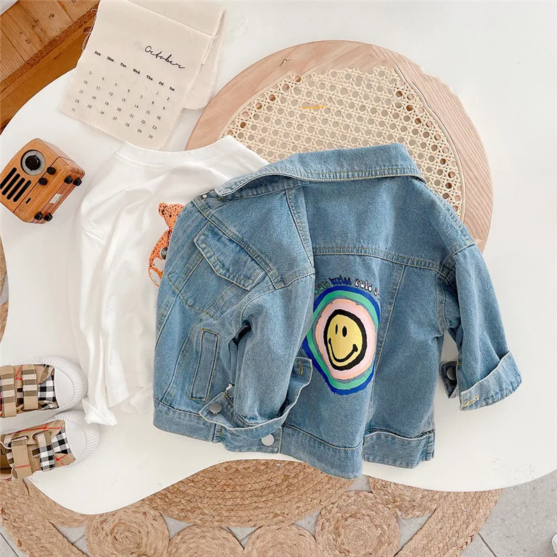 Spring Autumn girls cartoon smile denim jackets 1-6 years kids fashion casual all-match coats
Spring Autumn girls cartoon smile denim jackets 1-6 years kids fashion casual all-match coats
