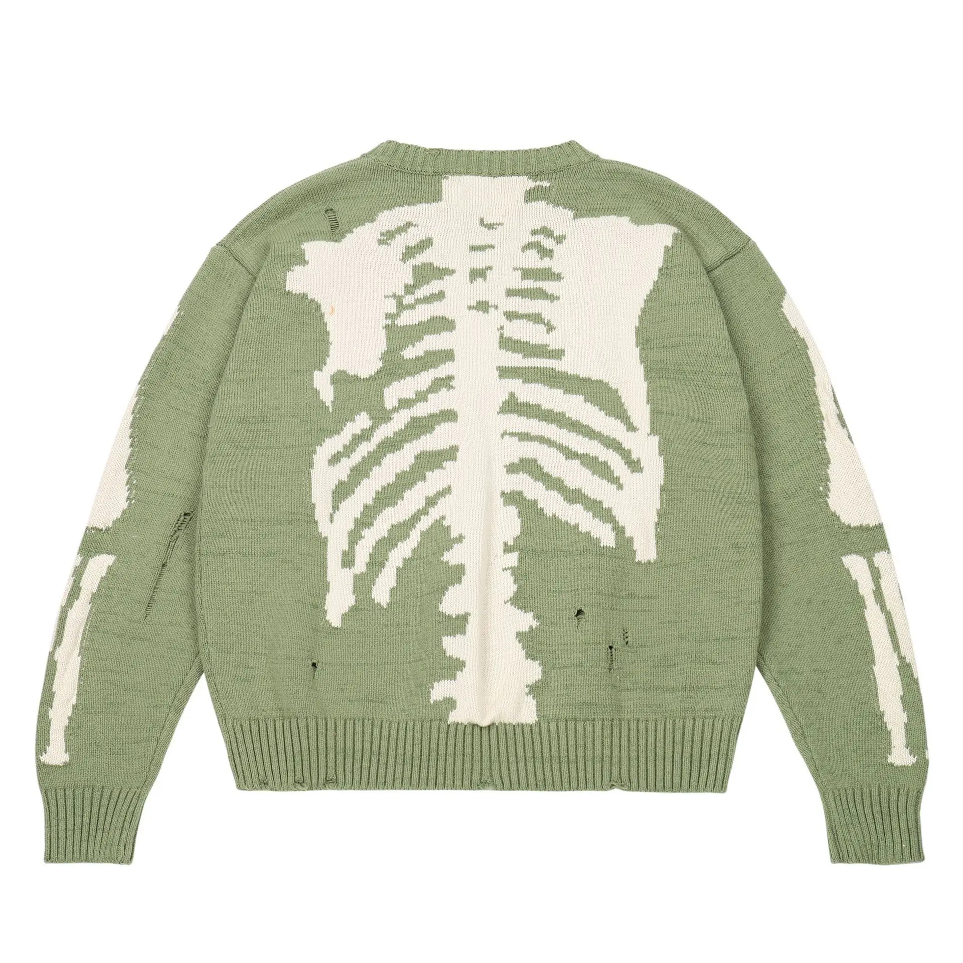 Men Oversize Skeleton Bone Sweater Green Damage Hole Loose Printing High Quality High Street Vintage Knitted Sweater Hip Hop
Men Oversize Skeleton Bone Sweater Green Damage Hole Loose Printing High Quality High Street Vintage Knitted Sweater Hip Hop
