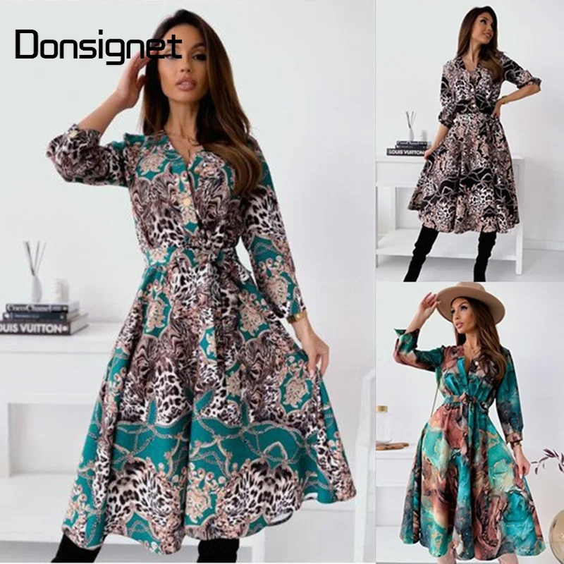 Donsignet Autumn Winter New Fashion Women Dress Print V Neck Bandage Adjustable Waist Dress Women
Donsignet Autumn Winter New Fashion Women Dress Print V Neck Bandage Adjustable Waist Dress Women