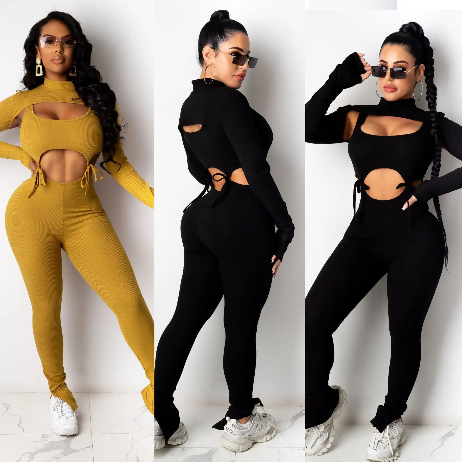 Jumpsuits2021 Autumn New Fashion Sexy Casual Hollow Open Umbilical Strap Solid Color Top Trousers Long-Sleeved Trousers Suit
Jumpsuits2021 Autumn New Fashion Sexy Casual Hollow Open Umbilical Strap Solid Color Top Trousers Long-Sleeved Trousers Suit