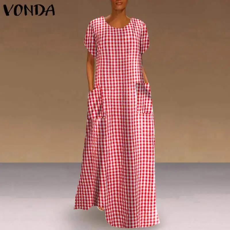 Loose Dress 2021 VONDA Women Summer Vintage Bohemian Maxi Long Dress Sundress Plaid Printed Sundress Casual Robe Femme Vestido
Loose Dress 2021 VONDA Women Summer Vintage Bohemian Maxi Long Dress Sundress Plaid Printed Sundress Casual Robe Femme Vestido