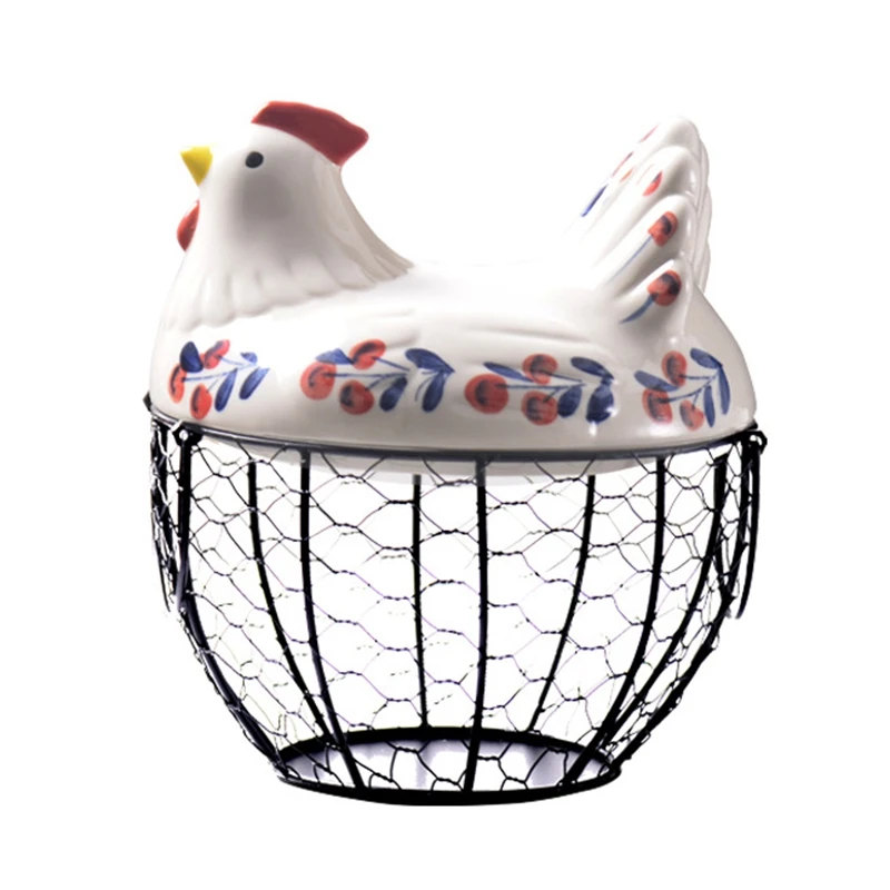 Iron Egg Storage Basket Snack Fruit Basket Creative Collection Ceramic Hen Ornaments Decoration Kitchen Accessories
Iron Egg Storage Basket Snack Fruit Basket Creative Collection Ceramic Hen Ornaments Decoration Kitchen Accessories