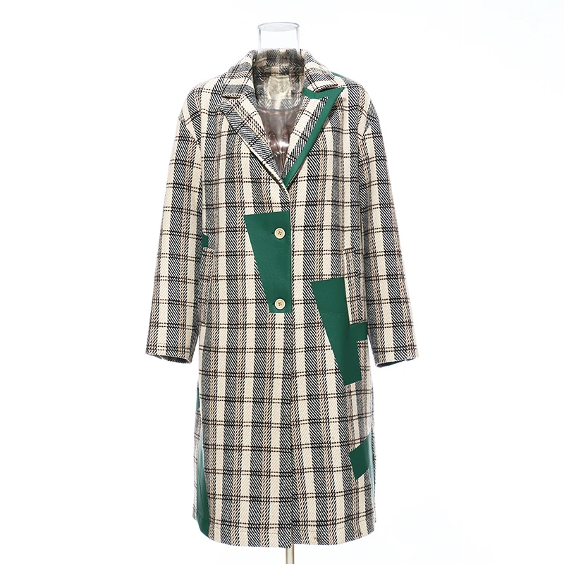 Patchwork Plaid Knitting Coat Women Lapel Collar Long Sleeve Loose Hit Color Jacket Female 2019 Fashion Clothes New
Patchwork Plaid Knitting Coat Women Lapel Collar Long Sleeve Loose Hit Color Jacket Female 2019 Fashion Clothes New