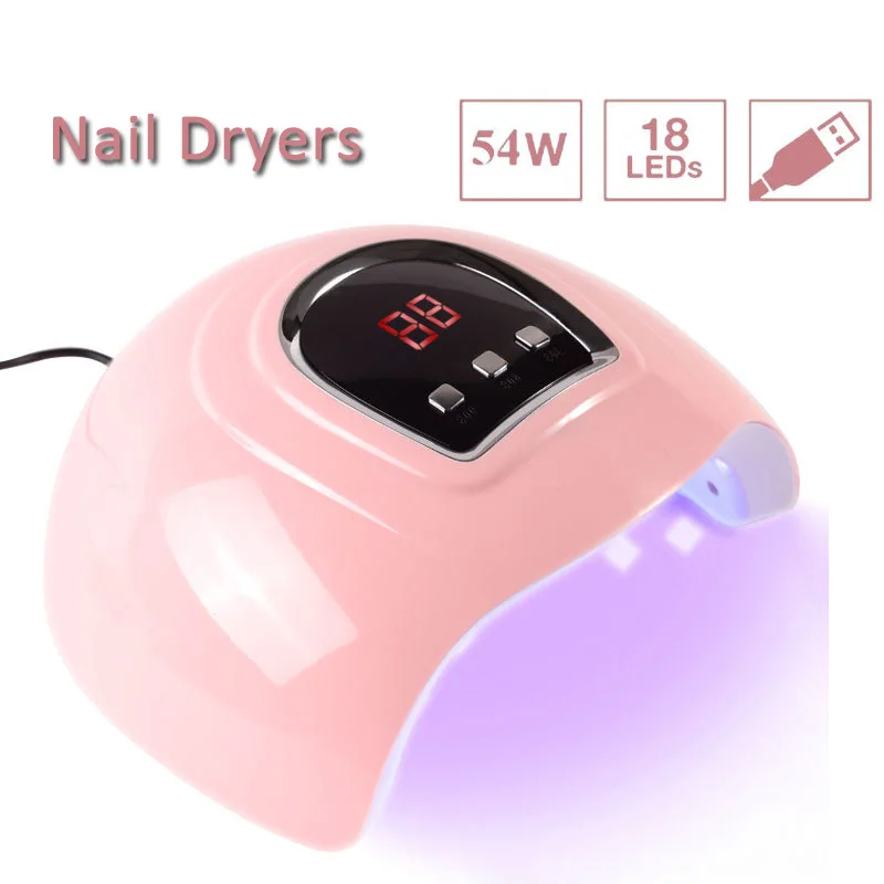 54W 18pcs UV LED Nail Dryers Timing Infrared Sensors Gel Nail Polish Curing Manicure Tools Light Therapy Machine Salon DIY Use
54W 18pcs UV LED Nail Dryers Timing Infrared Sensors Gel Nail Polish Curing Manicure Tools Light Therapy Machine Salon DIY Use