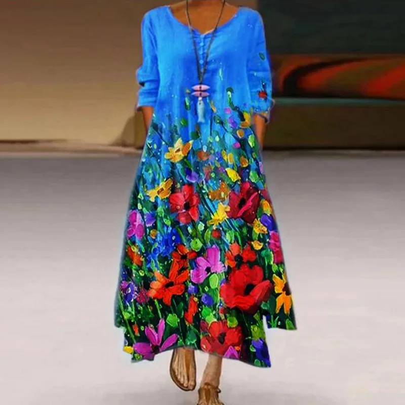 Women Casual 3/4 Sleeve Printed Dresses 2021 Spring Summer V Neck Irregular Party Dress Sexy Pockets Loose A-Line Dress Vestidos
Women Casual 3/4 Sleeve Printed Dresses 2021 Spring Summer V Neck Irregular Party Dress Sexy Pockets Loose A-Line Dress Vestidos
