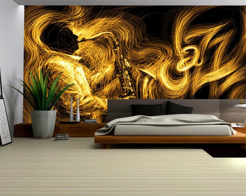 Фото Большие пользовательские обои beibehang абстрактный Золотой Саксофон фон для музыки(Aliexpress на русском)