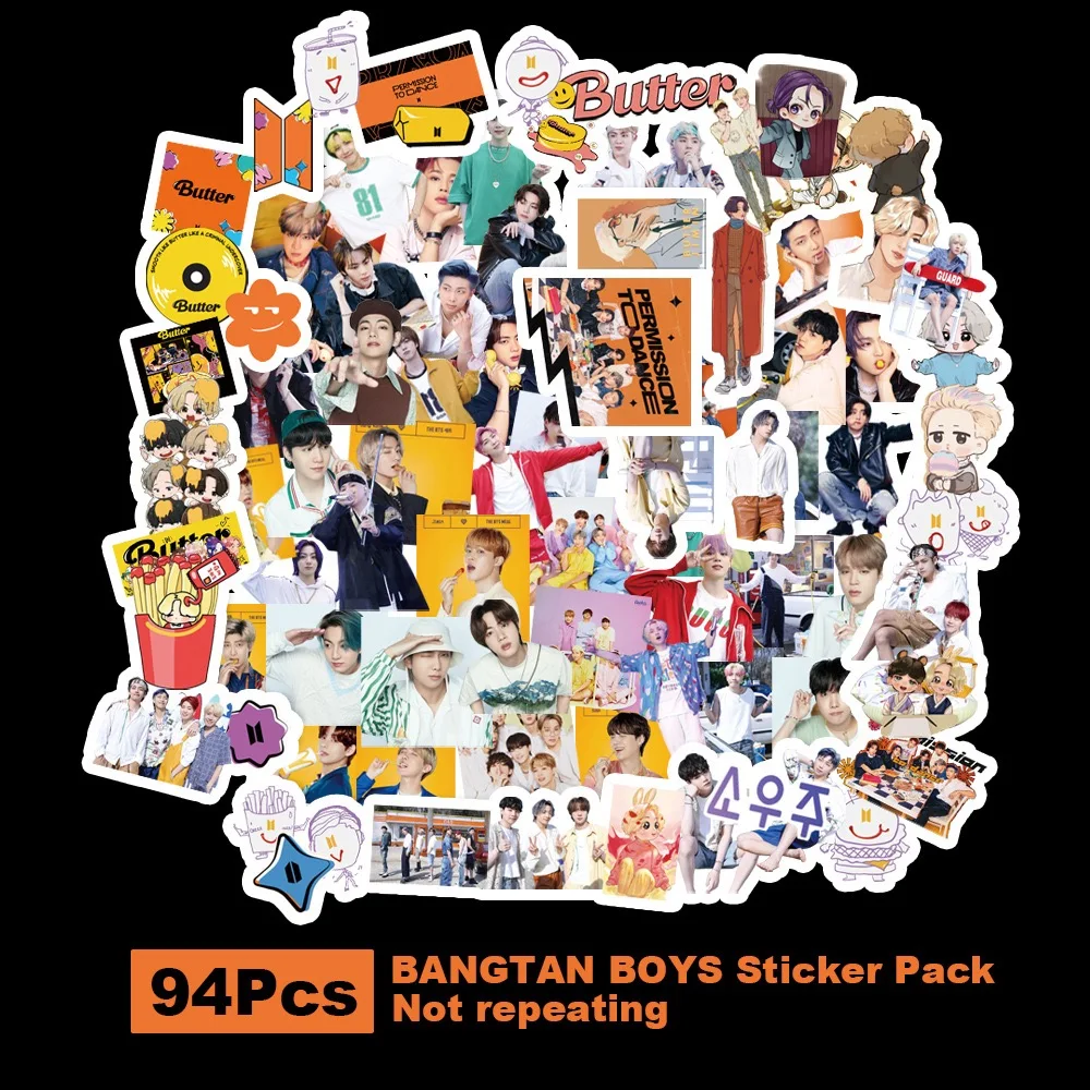 94Pcs/set Bangtan Boys Stickers KPOP Stars New Album Butter 8th Anniversary Toys Skateboard Suitcase Laptop | Дом и сад