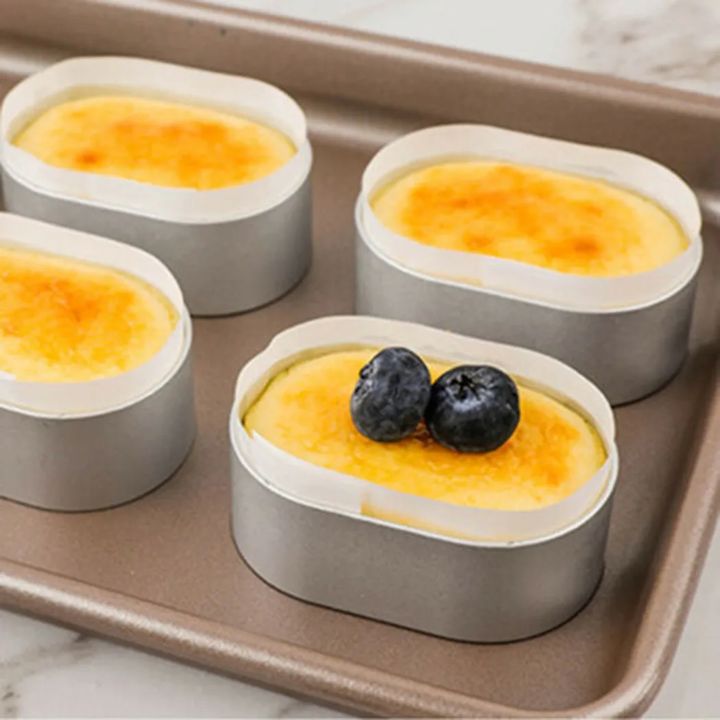 10Pcs Cheese Mould Aluminum Alloy Oval Mousse Semi-cooked Ring Egg Tart High Temperature Oil Paper Cake Cutting Baking Mold
10Pcs Cheese Mould Aluminum Alloy Oval Mousse Semi-cooked Ring Egg Tart High Temperature Oil Paper Cake Cutting Baking Mold