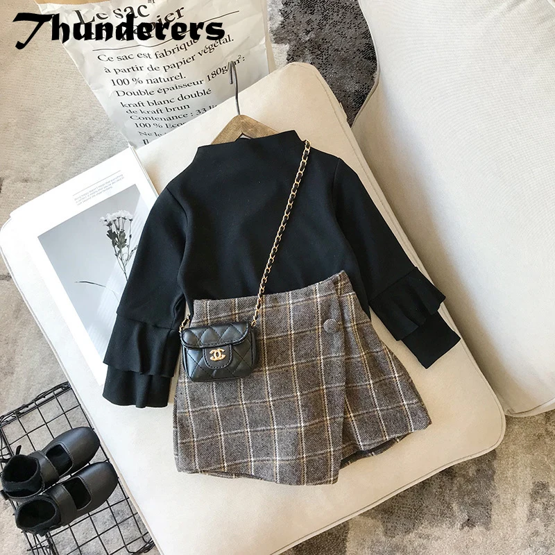 Thunderers Spring Autumn Children 2pcs Outfits Black Shirt With Short Skirt Toddler Clothing Set Girl Clothes Suit Size 3T-7T
Thunderers Spring Autumn Children 2pcs Outfits Black Shirt With Short Skirt Toddler Clothing Set Girl Clothes Suit Size 3T-7T