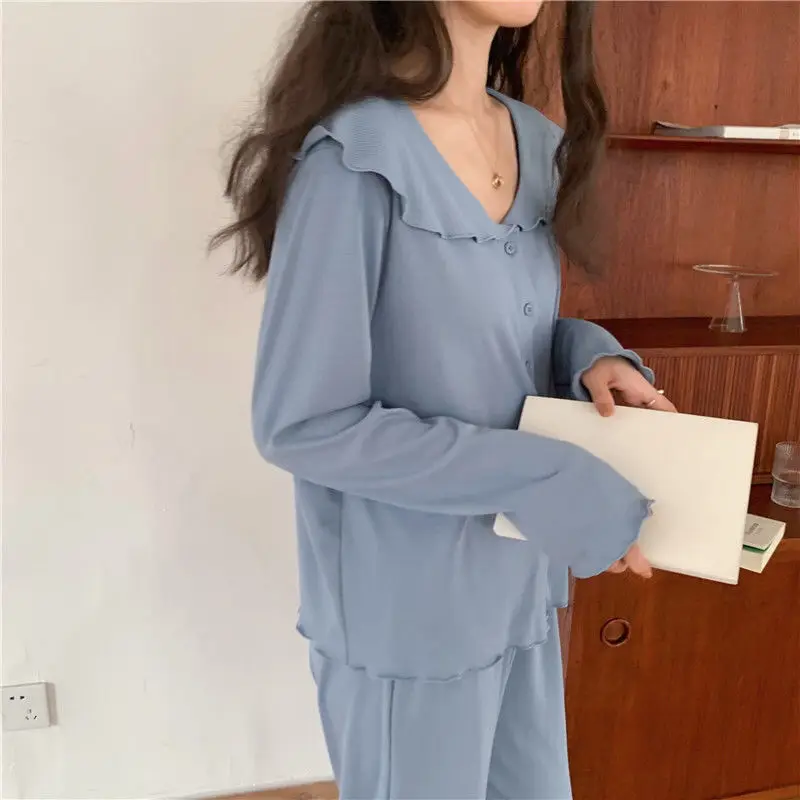 New Long Sleeve Pajamas for Women Sleepwear Pijamas Home Clothes Solid Color Pijamas Suit Women Long Sleeve Pants
New Long Sleeve Pajamas for Women Sleepwear Pijamas Home Clothes Solid Color Pijamas Suit Women Long Sleeve Pants