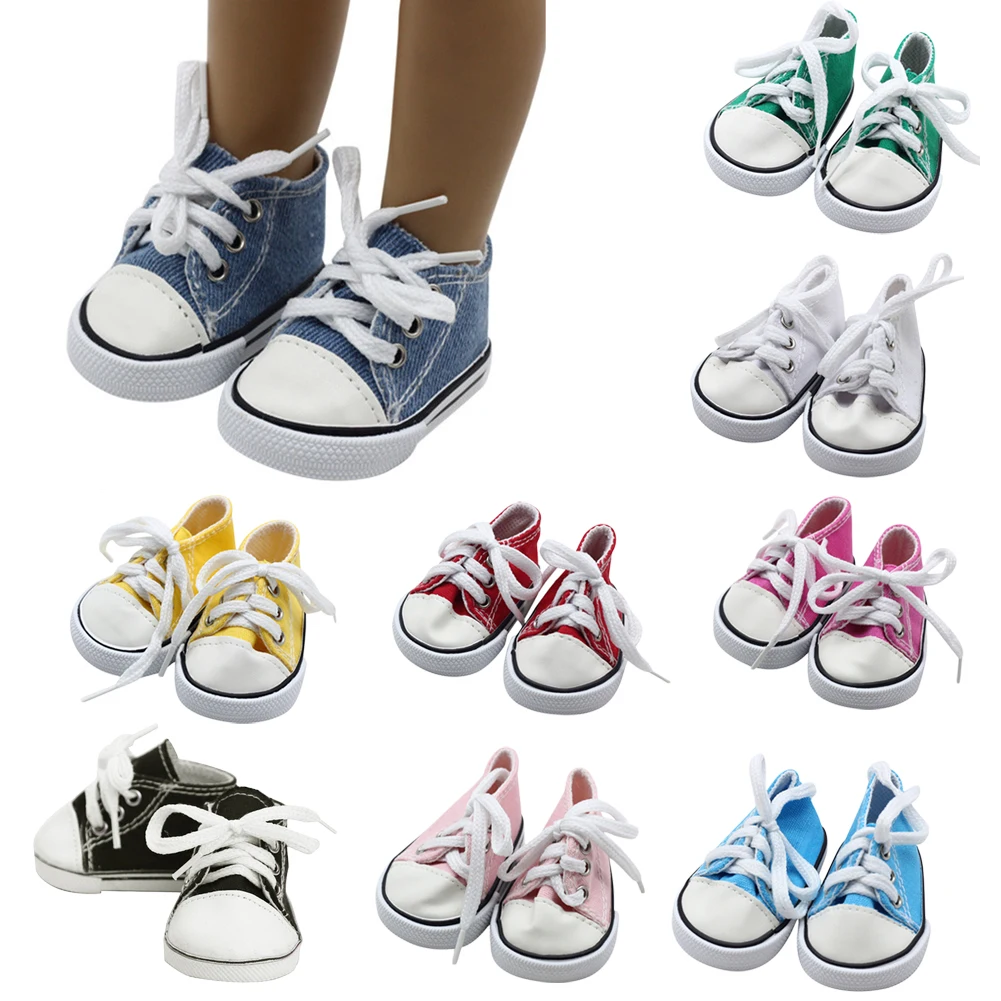 High Quality Canvas Shoes American Doll Fashion Sneakers 18 Inch Doll Shoelace Cloth Shoes Born Baby Doll Items Accessories
High Quality Canvas Shoes American Doll Fashion Sneakers 18 Inch Doll Shoelace Cloth Shoes Born Baby Doll Items Accessories