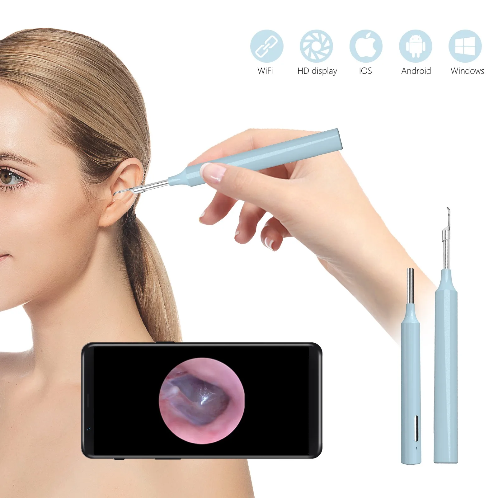 Smart 1280P Ear Wax Removal Endoscope Otoscope Ear Wax Cleaner Tool High-definition Intelligent Ear Pick Tool Luminous Ear Pick
Smart 1280P Ear Wax Removal Endoscope Otoscope Ear Wax Cleaner Tool High-definition Intelligent Ear Pick Tool Luminous Ear Pick