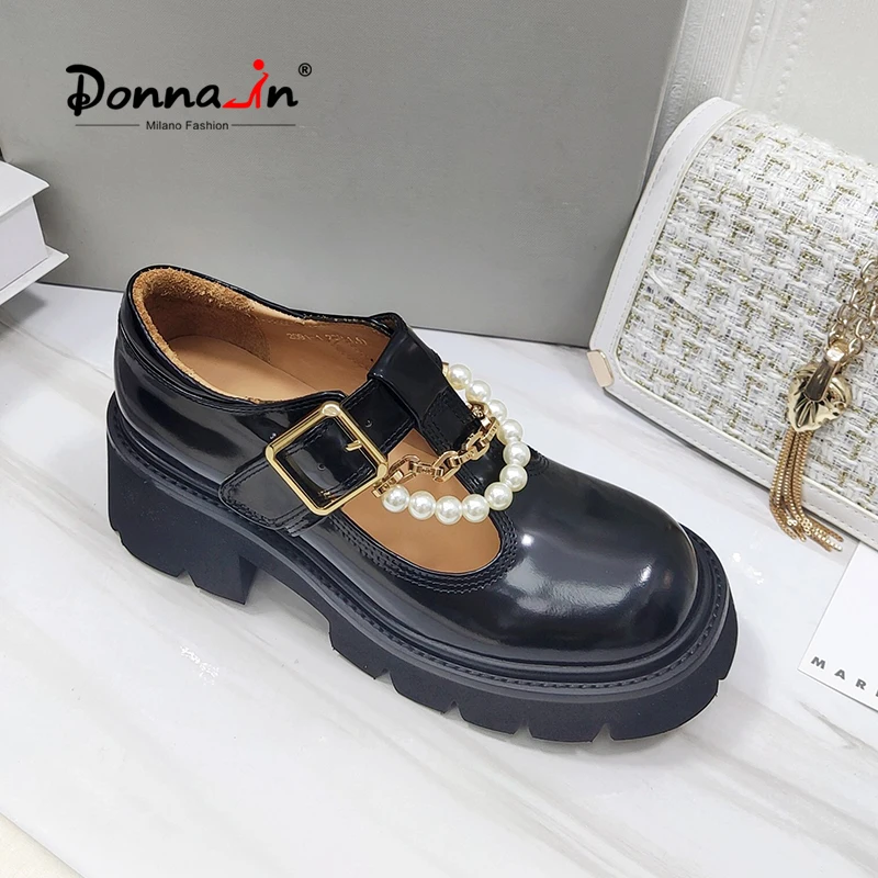 Donna-in/2021 г. Осенняя женская обувь Mary Jane на платформе, украшенная жемчужинами и металлической цепочкой, роскошные брендовые туфли из натураль...
Donna-in/2021 г. Осенняя женская обувь Mary Jane на платформе, украшенная жемчужинами и металлической цепочкой, роскошные брендовые туфли из натураль...