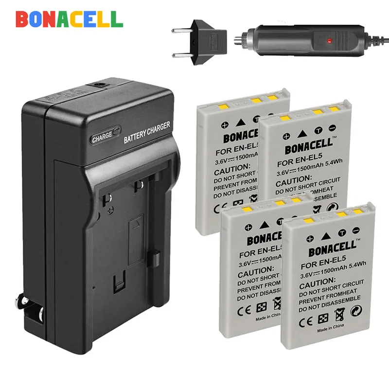 Bonacell 1500 мА/ч EN EL5 цифровой Камера Батарея + Зарядное устройство для камеры Nikon Coolpix
