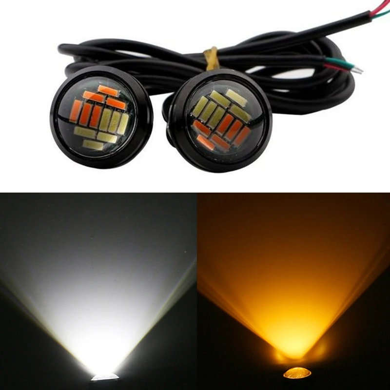 12 В 23 мм двойной цвет 4014 Smd Led белый желтый DRL орлиный глаз дневной ходовой