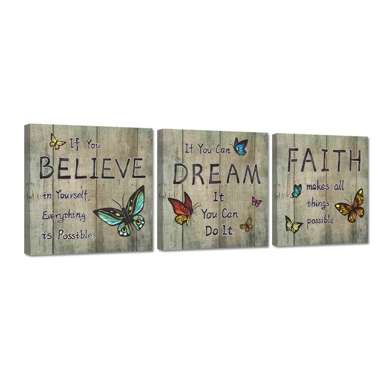 3 Pieces Canvas Wall Art Painting Butterflies and Inspirational Quotes Print Room Decor Poster Bathroom Decoration Pictures
3 Pieces Canvas Wall Art Painting Butterflies and Inspirational Quotes Print Room Decor Poster Bathroom Decoration Pictures