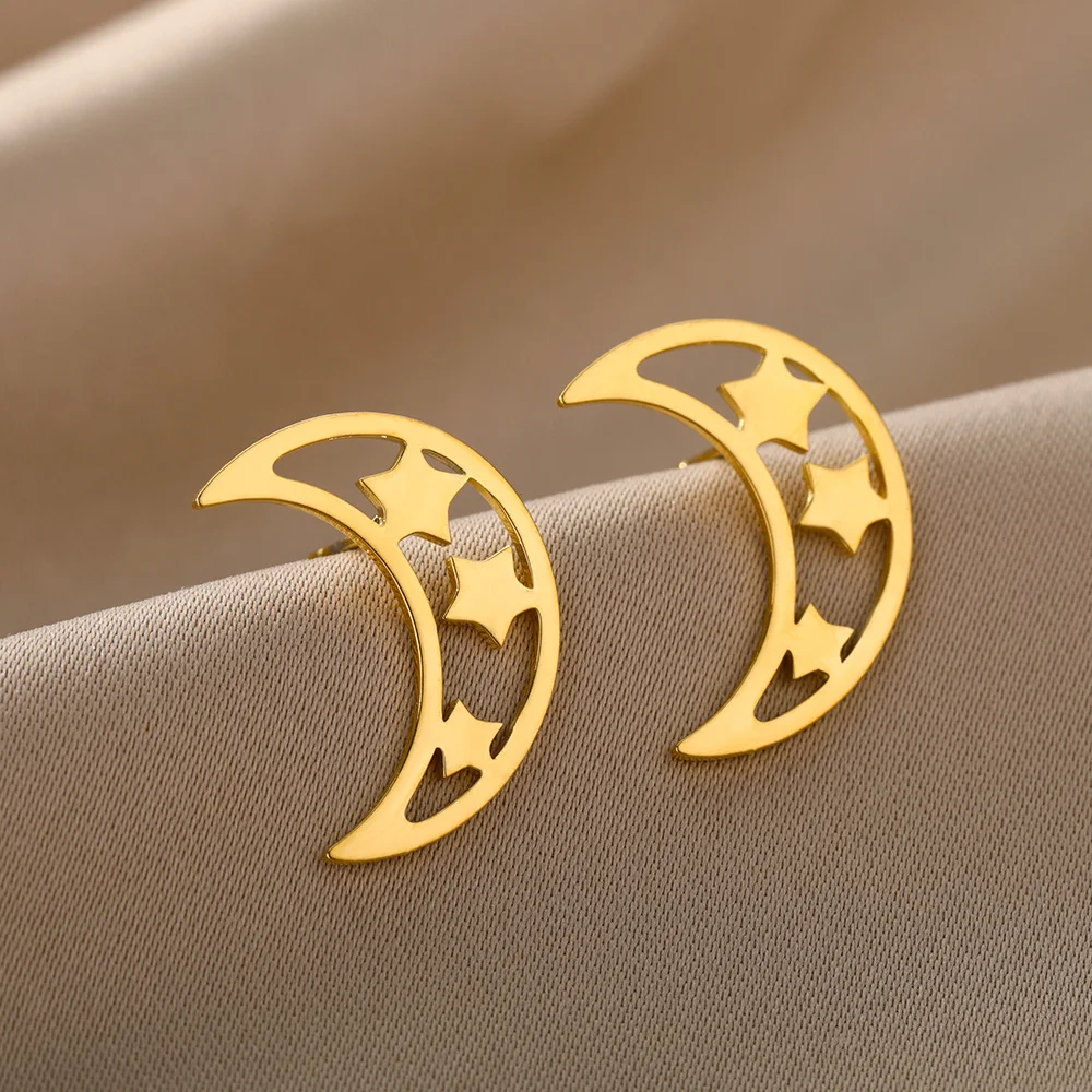 Elegant Moon Stud Earrings For Women Girl Gold Silver Color Hollow Moon Female Earring Aesthetic Birthday Jewelry Accessories
Elegant Moon Stud Earrings For Women Girl Gold Silver Color Hollow Moon Female Earring Aesthetic Birthday Jewelry Accessories