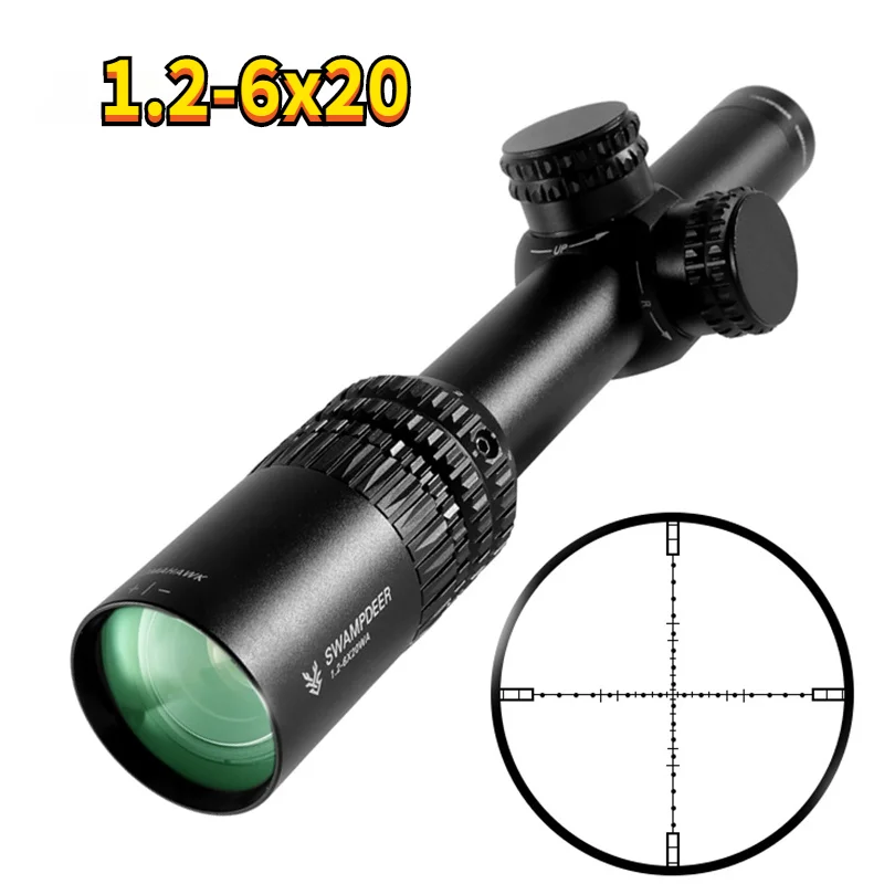 

NEW Hot 1.2-6X20 Tactical Optic Cross Sight Illuminated Riflescope Hunting Rifle Scope Sniper Airsoft Air Guns