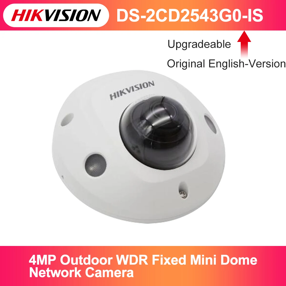 

Original Hikvision 4MP Outdoor WDR Fixed Mini Dome Network Camera H.265 Built-in Microphone DS-2CD2543G0-IS