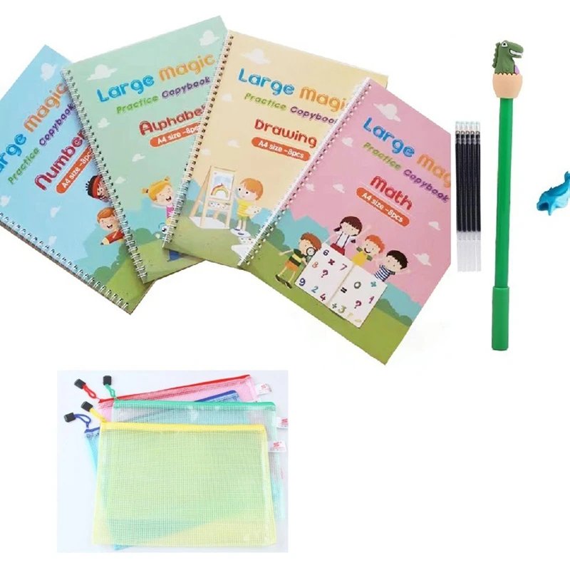 4 books+pens Reusable Calligraphy Copybooks groove children copybook Practice book for children's day gift preschool Supplies
4 books+pens Reusable Calligraphy Copybooks groove children copybook Practice book for children's day gift preschool Supplies