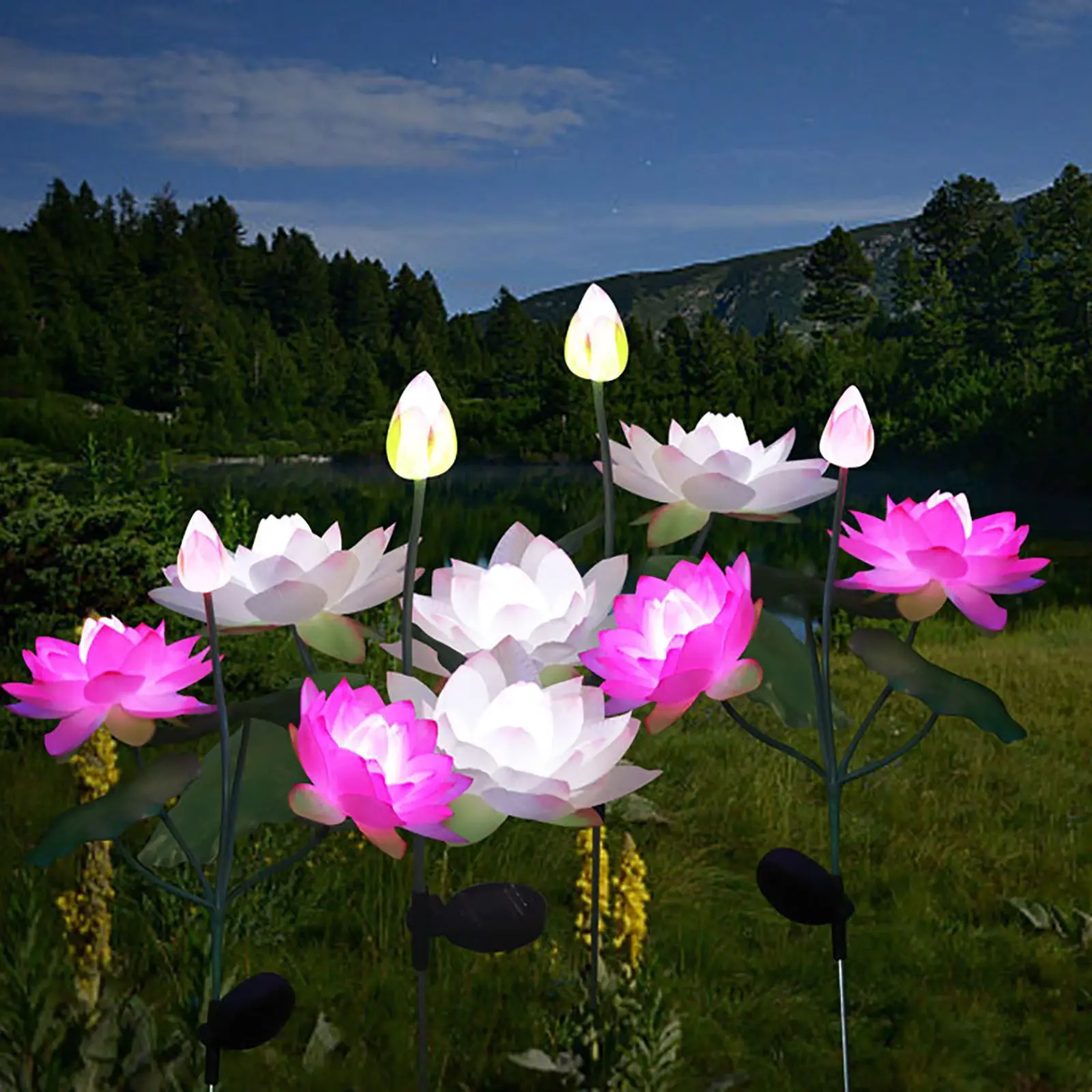 Garden Solar Light LED Solar Flower Light with 3 Lotus Flower 2 Lotus Leaf Outdoor Decorative for Garden Patio Backyard
Garden Solar Light LED Solar Flower Light with 3 Lotus Flower 2 Lotus Leaf Outdoor Decorative for Garden Patio Backyard