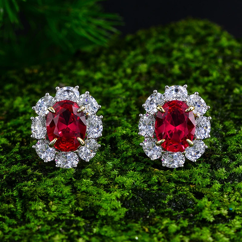 COSYA 100% 925 Sterling Silver Red Oval High Carbon Diamond 7*9mm Retro Luxury For Female Engagement Earrings Fine Jewelry Gift
COSYA 100% 925 Sterling Silver Red Oval High Carbon Diamond 7*9mm Retro Luxury For Female Engagement Earrings Fine Jewelry Gift