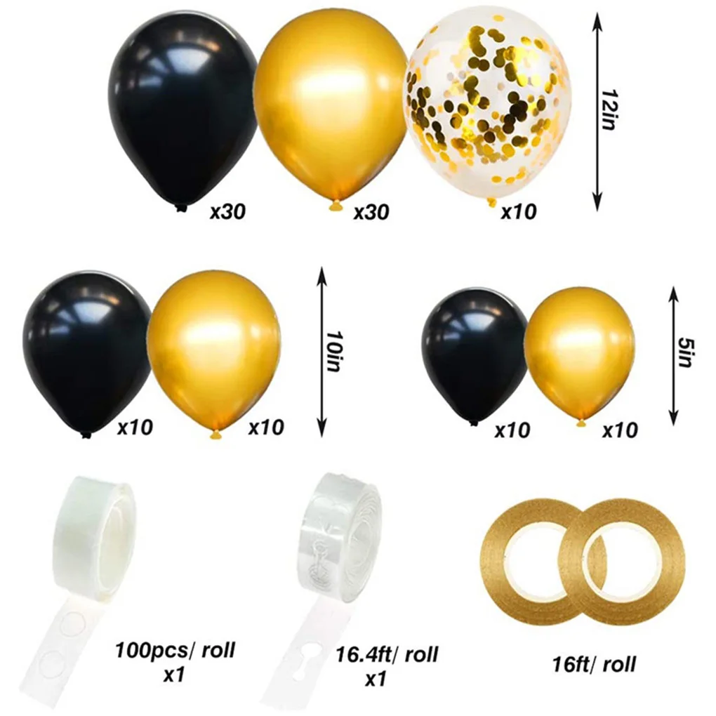 110PCS Party Balloons Set Balloons Birthday Party Decoration Black Gold Latex Air Balloons Home Decor With Ribbons Chain
110PCS Party Balloons Set Balloons Birthday Party Decoration Black Gold Latex Air Balloons Home Decor With Ribbons Chain