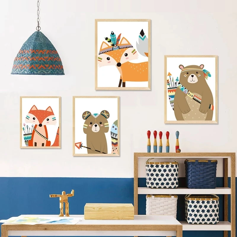 Watercolor Indian Animal Deer Bear Fox Art Canvas Poster Nursery Prints Cartoon Painting Wall Picture Nordic Baby Bedroom Decor
Watercolor Indian Animal Deer Bear Fox Art Canvas Poster Nursery Prints Cartoon Painting Wall Picture Nordic Baby Bedroom Decor