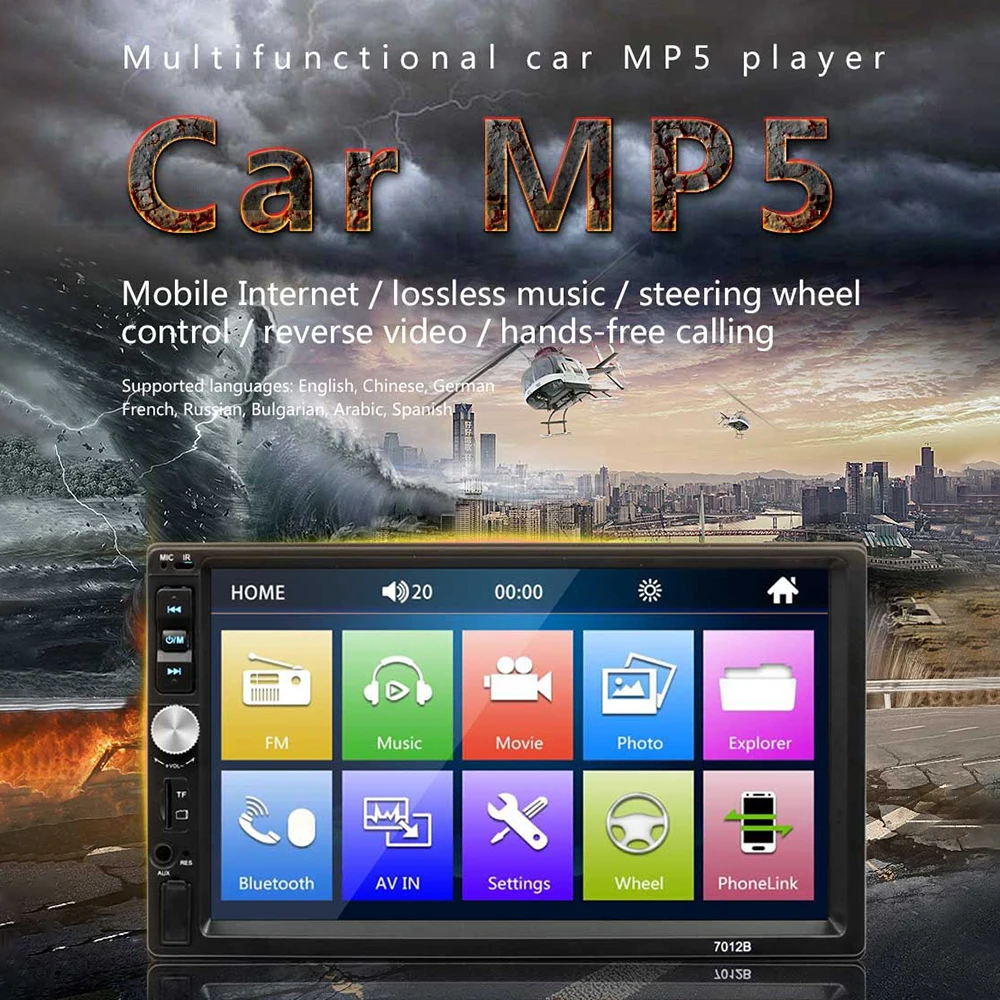 2 DIN Car Radio 7'' Head Unit Multimedia Video MP5 Player Touch Screen Auto Audio Bluetooth Hands Free Calling AUX TF USB Port
2 DIN Car Radio 7'' Head Unit Multimedia Video MP5 Player Touch Screen Auto Audio Bluetooth Hands Free Calling AUX TF USB Port