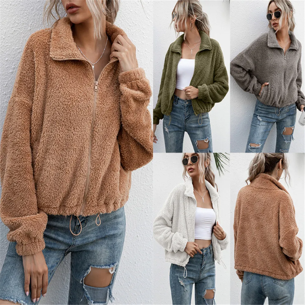 Fashion Women Ladies Coat Tops Solid Color Long Sleeve Zipped Double-faced Short Plush Autumn Winter Warm Casual Loose Clothes
Fashion Women Ladies Coat Tops Solid Color Long Sleeve Zipped Double-faced Short Plush Autumn Winter Warm Casual Loose Clothes