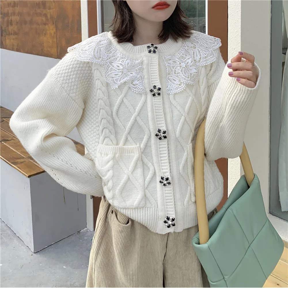 Designer Cropped Cardigan 2021 Early Autumn Cardigans Women Lace O Neck Crystal Single Breasted Sweater Coat Knitted Jacket
Designer Cropped Cardigan 2021 Early Autumn Cardigans Women Lace O Neck Crystal Single Breasted Sweater Coat Knitted Jacket