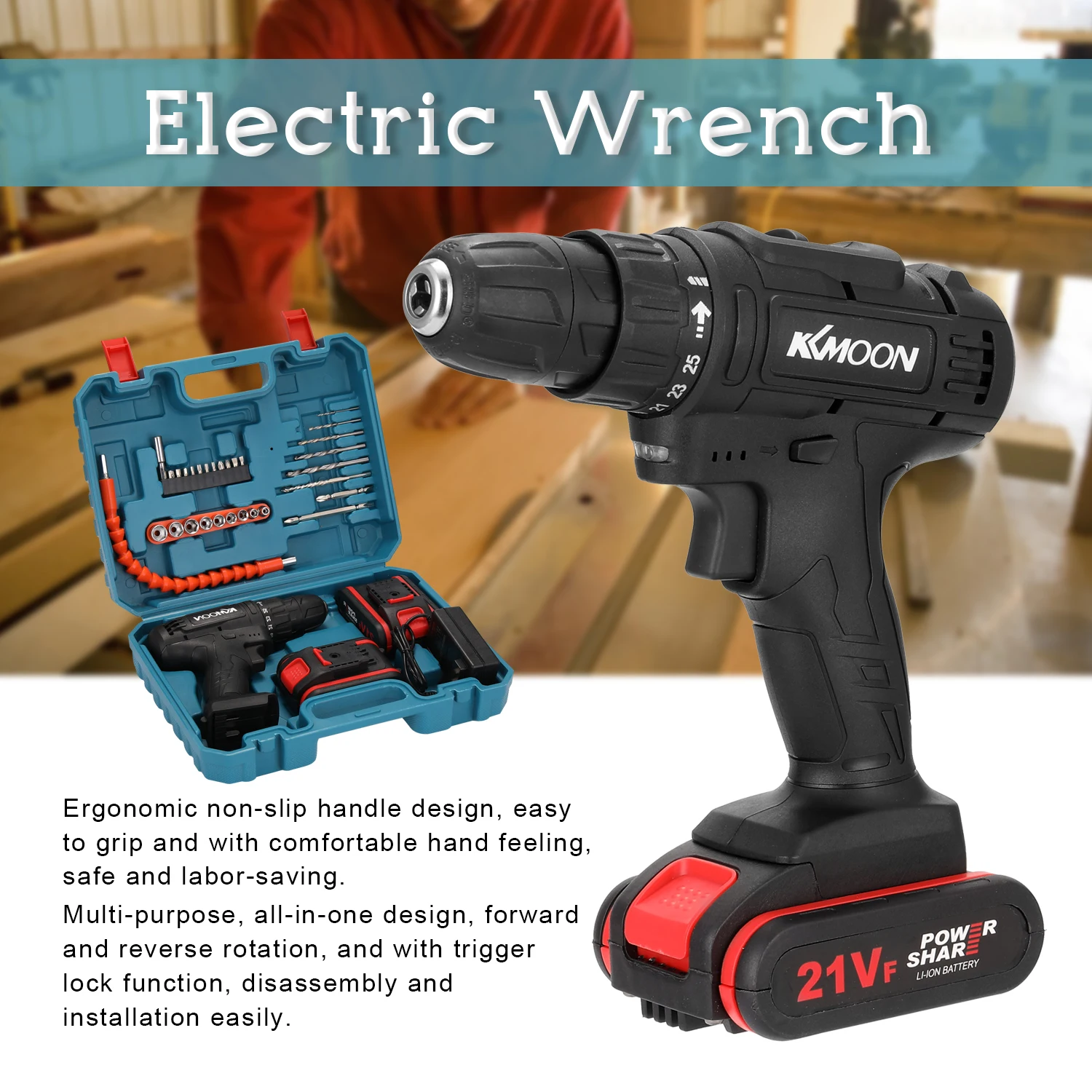 21VF Household Multifuctional Electric Drill Mini Screwdriver Rotation Ways Speeds Torques Adjustable with Two Batteries
21VF Household Multifuctional Electric Drill Mini Screwdriver Rotation Ways Speeds Torques Adjustable with Two Batteries