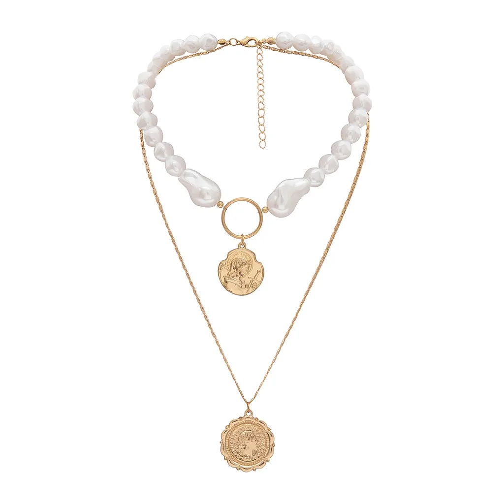 Female Elegant Personality Mix Necklace Multi Layer Profiled Pearl Rice Beads Collar Chain For Women Jewelry necklace women | Украшения и