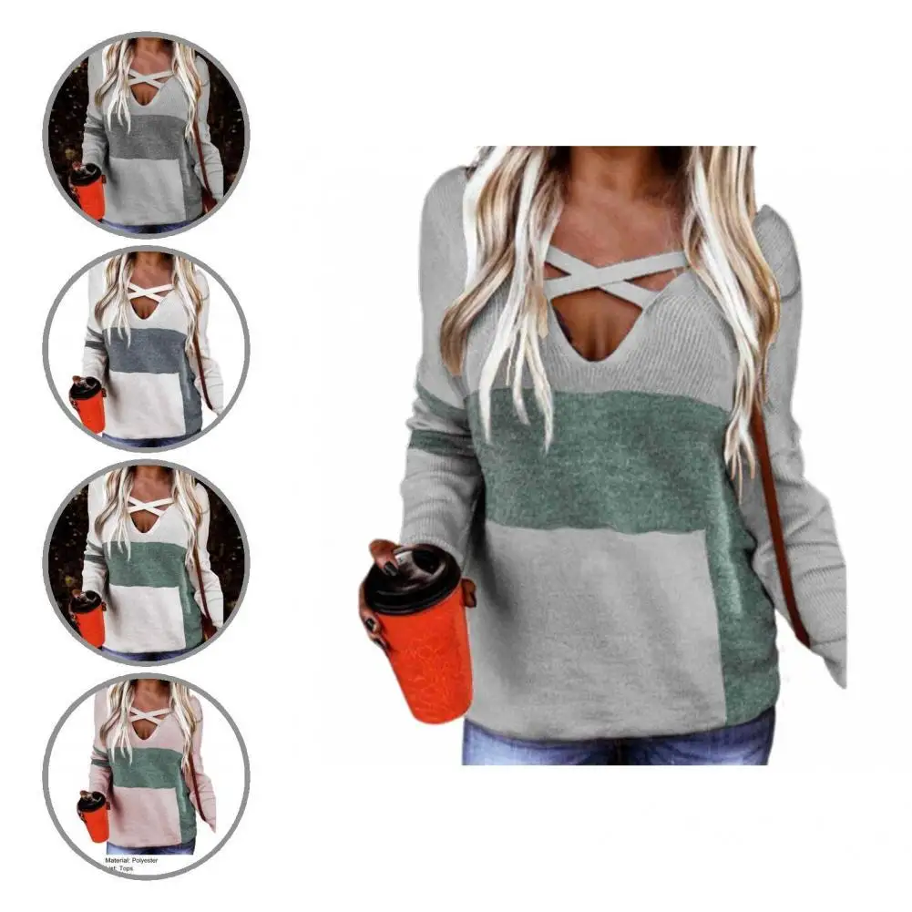 Knitted Top Cross V-Neck Autumn Winter Casual Long Sleeve Pullover Sweater Pullover Sweater for Outdoor
Knitted Top Cross V-Neck Autumn Winter Casual Long Sleeve Pullover Sweater Pullover Sweater for Outdoor