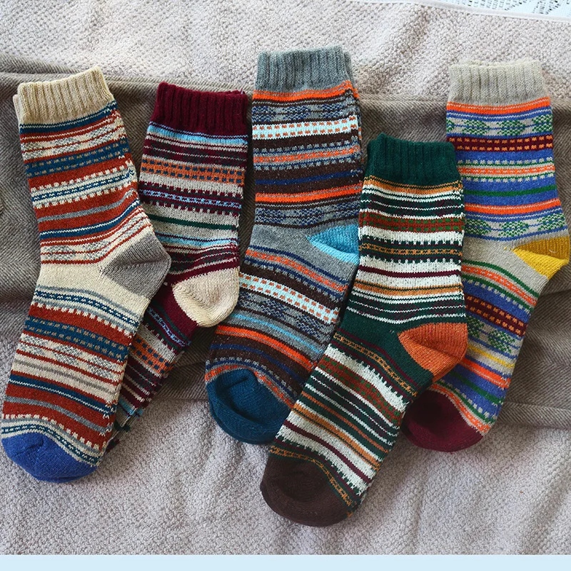 Winter New Men's Thick Warmth Harajuku Retro High Quality sStriped Fashion Wool Casual Socks 5 Pair
Winter New Men's Thick Warmth Harajuku Retro High Quality sStriped Fashion Wool Casual Socks 5 Pair